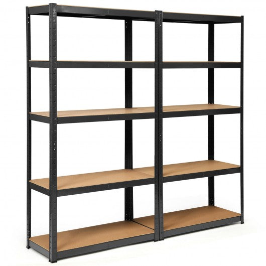 2 Pcs Storage Shelves Garage Shelving Units Tool Utility Shelves-Black