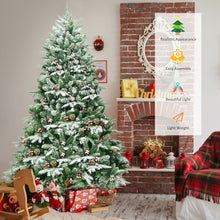 Load image into Gallery viewer, 6.5Ft Pre-lit Snow Flocked Hinged Artificial Christmas Tree
