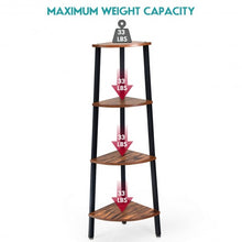 Load image into Gallery viewer, 4-Tier Corner Shelf Metal Storage Rack Domestic Bookcase-Black
