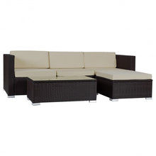 Load image into Gallery viewer, 5 PCS Patio Furniture Wicker Table Shelf Garden Sofa With Cushion
