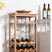 Load image into Gallery viewer, 16 Bottles Bamboo Storage Wine Rack with Glass Hanger
