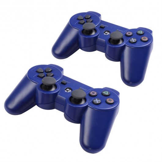 Lot 2 Wireless Controller for Sony PS3 Black White Play Station 3 New -Blue