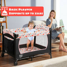 Load image into Gallery viewer, 4-in-1 Convertible Portable Baby Playard with Changing Station-Pink
