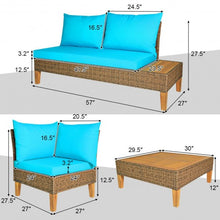 Load image into Gallery viewer, 4PCS Patio Rattan Furniture Set with Wooden Side Table
