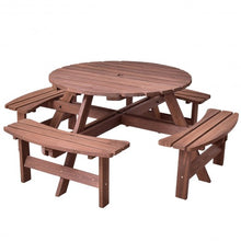 Load image into Gallery viewer, Patio 8 Seat Wood Picnic Dining Seat Bench Set
