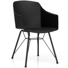 Load image into Gallery viewer, Set of 2 Metal Frame Modern Molded Shell Plastic Dining Chair-Black
