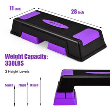 Load image into Gallery viewer, Aerobic Exercise Stepper Trainer with Adjustable Height 5&quot;- 7&quot;- 9&quot;-Purple

