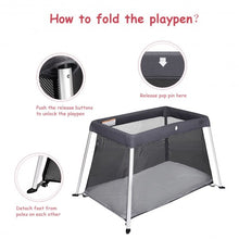 Load image into Gallery viewer, Portable Lightweight Baby Playpen Playard with Travel Bag-Dark Gray
