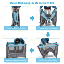Load image into Gallery viewer, 4-in-1 Convertible Portable Baby Play yard with Toys and Music Player-Blue
