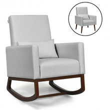 Load image into Gallery viewer, 2-in-1 Fabric Upholstered Rocking Chair with Pillow-Light Gray
