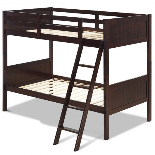 Wooden Bunk Beds Convertable 2 Individual Beds-Brown
