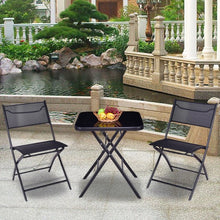 Load image into Gallery viewer, Outdoor Patio 3 Pieces Folding Square Table And Chair Suit Set
