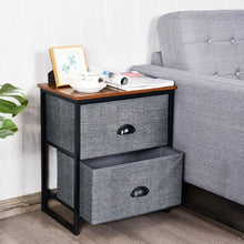 Load image into Gallery viewer, Metal Frame Nightstand Side Table Storage with 2 Drawers-Black

