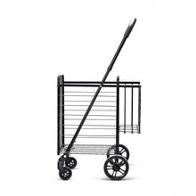 Load image into Gallery viewer, Folding Shopping Cart Basket Rolling Trolley with Adjustable Handle-Black
