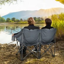 Load image into Gallery viewer, Folding Camping Chair with Bags and Padded Backrest-Gray
