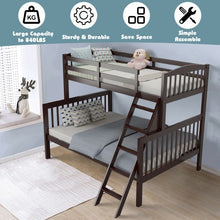 Load image into Gallery viewer, Twin over Full Bunk Bed Rubber Wood Convertible with Ladder Guardrail-Espresso
