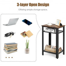 Load image into Gallery viewer, 3-Tier Industrial Tall Nightstand Side End Telephone Table
