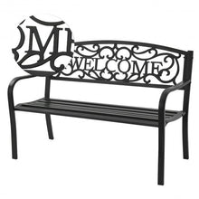 Load image into Gallery viewer, Outdoor Furniture Steel Frame Porch Garden Bench-Black

