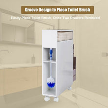 Load image into Gallery viewer, White Wooden Storage Cabinet Organizer with 4 Casters
