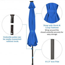 Load image into Gallery viewer, 10&#39; Solar LED Lighted Patio Market Umbrella Shade Tilt Adjustment Crank-Blue
