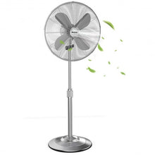 Load image into Gallery viewer, 16&quot; Metal Adjustable Oscillating Pedestal Fan-Silver
