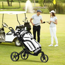 Load image into Gallery viewer, Folding Golf Push Cart with Scoreboard Adjustable Handle Swivel Wheel-Gray
