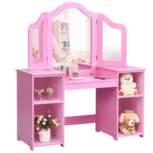 Load image into Gallery viewer, Kids Tri Folding Mirror Makeup Dressing Vanity Table Set-Pink
