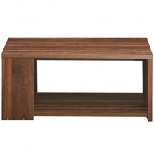 Load image into Gallery viewer, Coffee Table Sofa Side Table with Storage Shelves -Walnut
