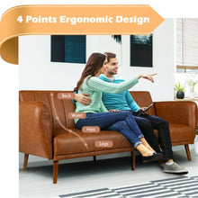Load image into Gallery viewer, Convertible Futon Sofa Bed PU Adjustable Couch Sleeper with Wood Legs-Brown

