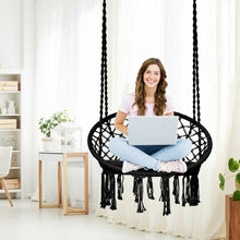 Load image into Gallery viewer, Macrame Cushioned Hanging Swing Hammock Chair-Black
