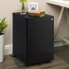 Load image into Gallery viewer, 3 Drawer Filing Cabinet Locking Pedestal Desk -Black
