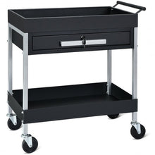 Load image into Gallery viewer, 2-Shelf Heavy Duty Tool Cart Service Cart with Lock Drawer &amp; Wheels
