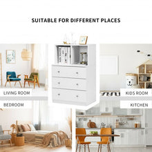 Load image into Gallery viewer, 3 Drawer Dresser with Cubbies Storage Chest for Bedroom Living Room-White
