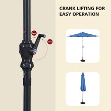 Load image into Gallery viewer, 10 ft Patio Solar Umbrella with Crank and LED Lights-Blue

