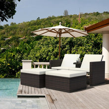 Load image into Gallery viewer, 3 pcs Outdoor Rattan Wicker Chaise Lounge Love Seat
