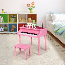 Load image into Gallery viewer, 30-Key Wood Toy Kids Grand Piano with Bench &amp; Music Rack-Pink
