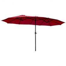Load image into Gallery viewer, 15&#39; Twin Patio Umbrella Double-Sided Outdoor Market Umbrella without Base -Wine
