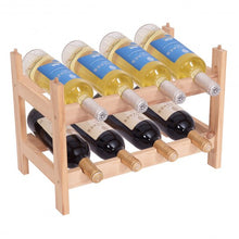 Load image into Gallery viewer, 2 Tier Storage 8 Bottle Wood Wine Rack
