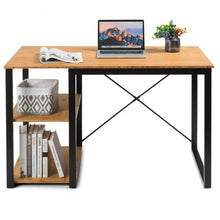 Load image into Gallery viewer, Computer Desk with Bamboo Top &amp; 2 Storage Shelves-Natural Desk
