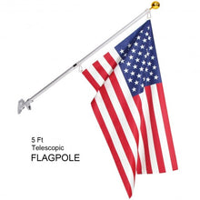 Load image into Gallery viewer, 5/6 Ft Telescoping Flagpole Spinning Wall Mount USA Flag Kit-5&#39;
