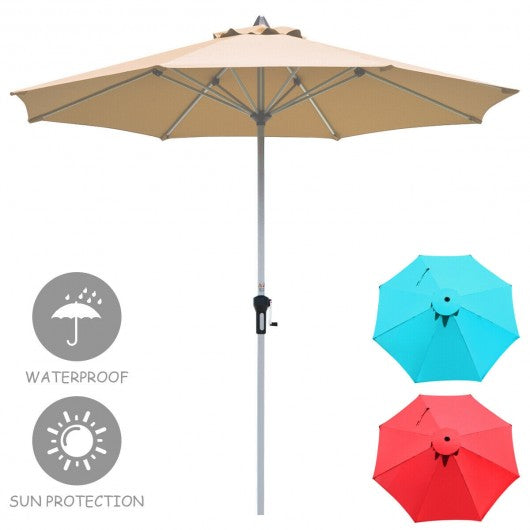 9' Patio Outdoor Market Umbrella with Aluminum Pole-Beige