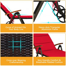 Load image into Gallery viewer, Outdoor Chaise Lounge Chair Rattan Lounger Recliner Chair-Red
