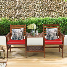 Load image into Gallery viewer, 3 pcs Outdoor Patio Table Chairs Set Acacia Wood Loveseat-Red
