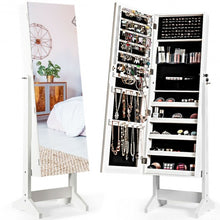 Load image into Gallery viewer, Standing Jewelry Armoire Cabinet with Full Length Mirror-White
