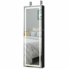 Load image into Gallery viewer, Door Wall Mount Touch Screen Mirrored Jewelry Cabinet-Black
