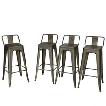 Load image into Gallery viewer, 30&quot; Set of 4 Metal Indoor Outdoor Counter Height Bar stools -Gun
