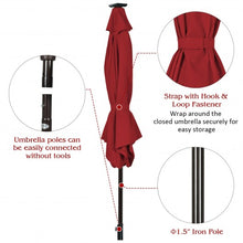 Load image into Gallery viewer, 9&#39; Solar LED Lighted Patio Market Umbrella Tilt Adjustment Crank Lift -Burgundy
