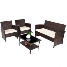 Load image into Gallery viewer, 4 Pcs Outdoor Patio Rattan Furniture Wicker Sofa Set
