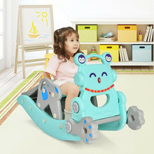 Load image into Gallery viewer, 4-in-1 Toddler Slide and Rocking Horse Playset with Basketball Hoop-Blue

