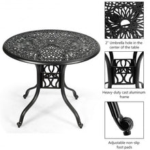Load image into Gallery viewer, 36&quot; Cast Aluminum Round Patio Dining Table with Umbrella Hole

